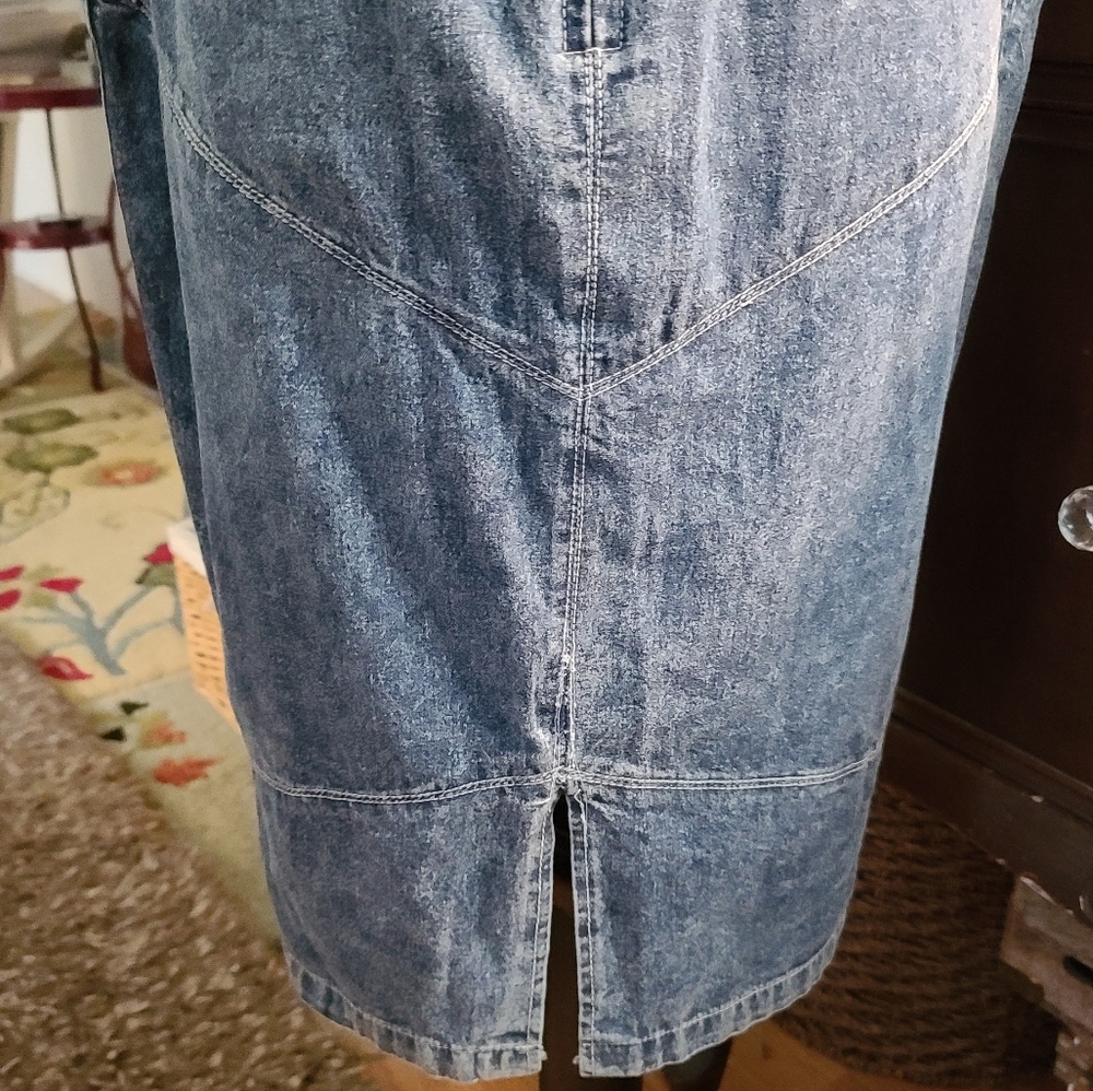 Vintage jean Dress 1990 pockets blue midi - Picture 9 of 15
